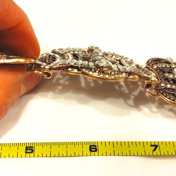 Celebrity Style SUPER BLING Heavy Crystal Rhinestone Choker Necklace Brass color - Picture 11 of 15